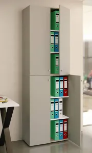 VCM Kancelářská skříň Lona 2XL s otočnými dveřmi, šedá
