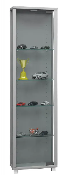 VCM Vitrína Edana Mini s LED osvětlením, stříbrná