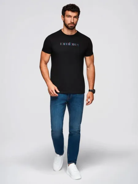 Trendy pánske tričko s krátkym rukávom- čierne