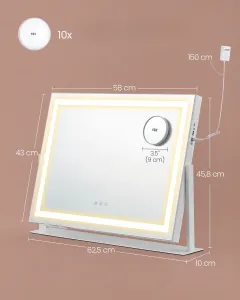 SONGMICS Kozmetické zrkadlo Marisa s LED osvetlením biele