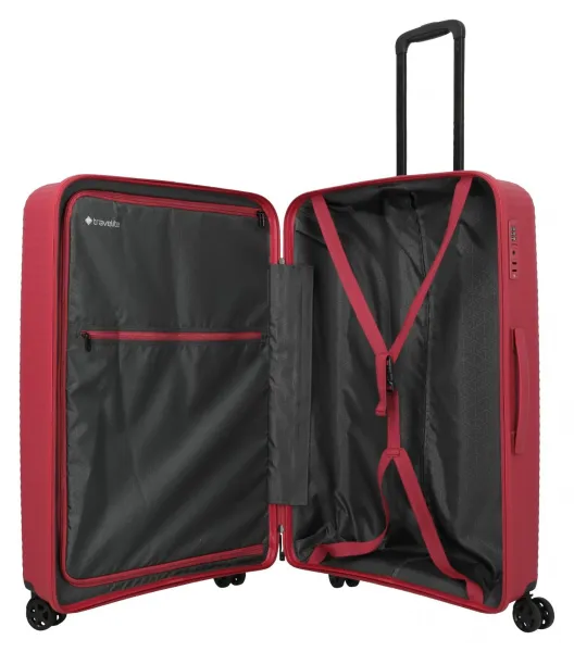 Veľký škrupinový kufor Travelite Air Stripe L Red