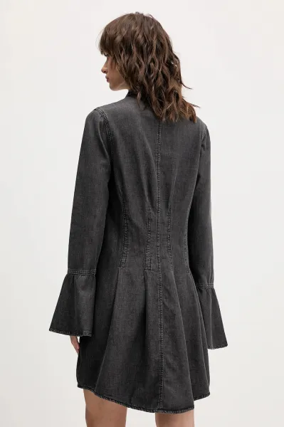 Rifľové šaty Karl Lagerfeld Jeans šedá farba, mini, áčkový strih, A4W13003