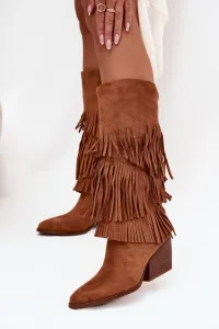 Boto Izolované Kobylky Ženské S Fringes Camel Brivina