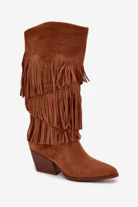 Boto Izolované Kobylky Ženské S Fringes Camel Brivina
