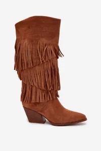 Boto Izolované Kobylky Ženské S Fringes Camel Brivina