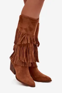 Boto Izolované Kobylky Ženské S Fringes Camel Brivina