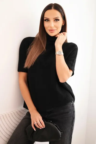 Legínovo Dámsky sveter s rolákom vo voľnom strihu fango Farba: Čierna, Veľkosť: UNI