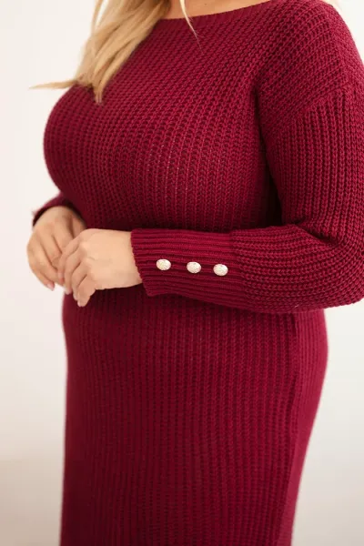 Kesi Włoski Sukňa pletená dámska Plus Size s moherom bordová
