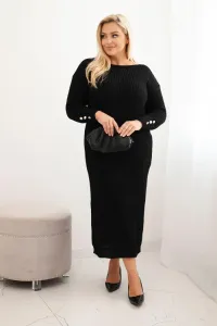 Kesi Włoski Sukňa pletená dámska Plus Size s mohairom čierna