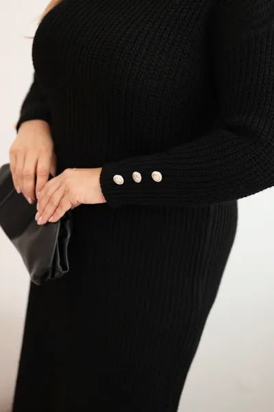 Kesi Włoski Sukňa pletená dámska Plus Size s mohairom čierna