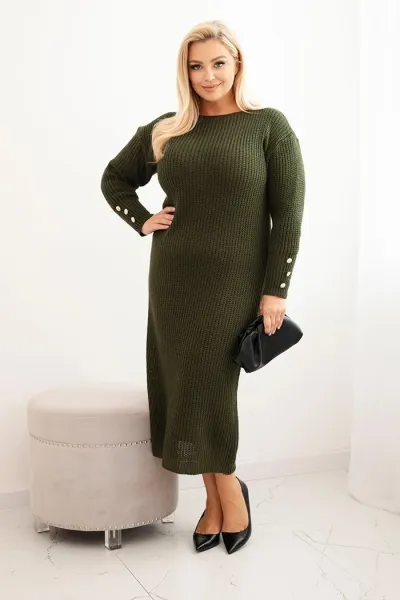 Kesi Włoski Sukňa svetrova dámska Plus Size s moherom khaki