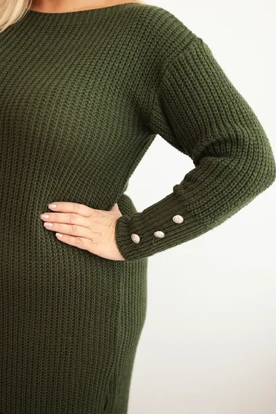 Kesi Włoski Sukňa svetrova dámska Plus Size s moherom khaki