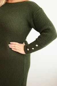 Kesi Włoski Sukňa svetrova dámska Plus Size s moherom khaki