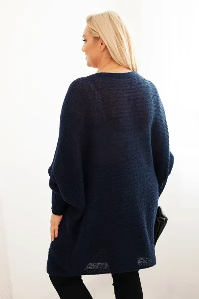 Kesi Włoski Dámsky sveter Plus Size s moherom pončo modrý