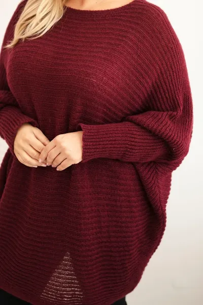 Legínovo Dámsky sveter Plus Size s moherom pončo bordový Farba: Bordová, Veľkosť: UNI
