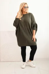 Kesi Włoski Dámsky sveter Plus Size s mohairom pončo khaki