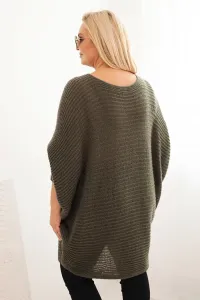 Kesi Włoski Dámsky sveter Plus Size s mohairom pončo khaki
