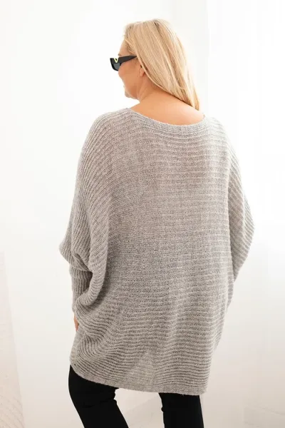 Legínovo Dámsky sveter Plus Size s moherom pončo bordový Farba: Sivá, Veľkosť: UNI