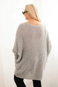 Legínovo Dámsky sveter Plus Size s moherom pončo bordový Farba: Sivá, Veľkosť: UNI