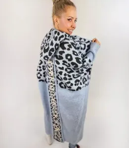 Pri Long cardigan colorful leopard sweater with wool