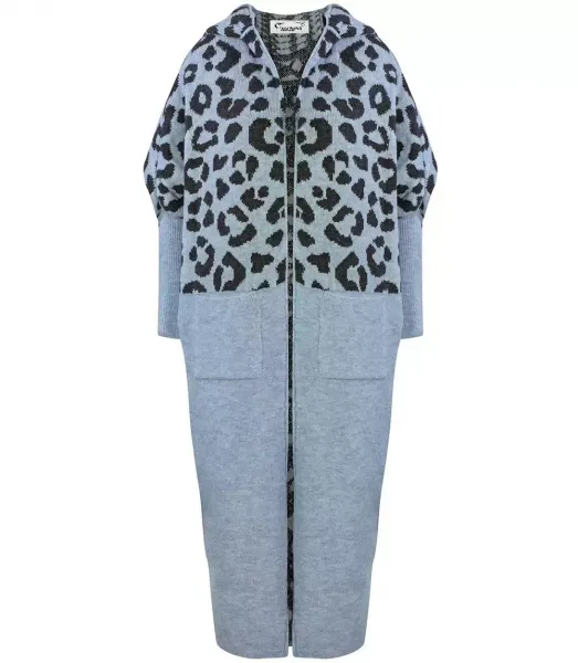 Pri Long cardigan colorful leopard sweater with wool