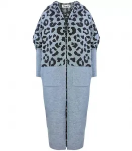Pri Long cardigan colorful leopard sweater with wool