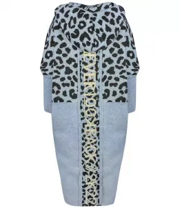 Pri Long cardigan colorful leopard sweater with wool