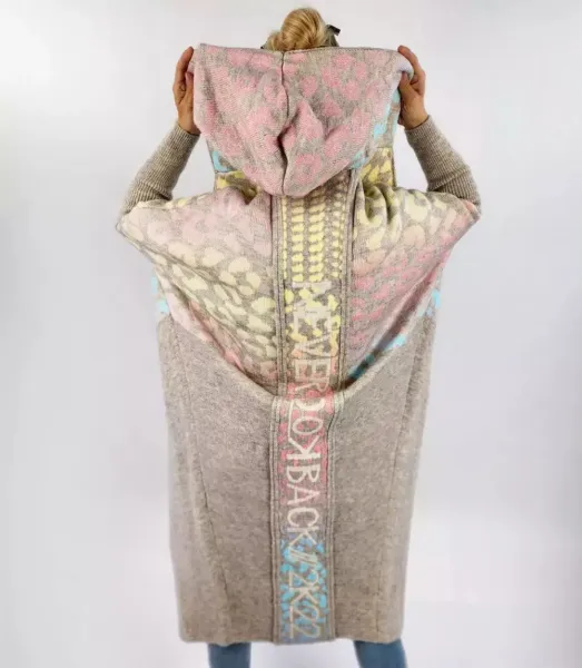 Pri Long cardigan colorful leopard sweater with wool