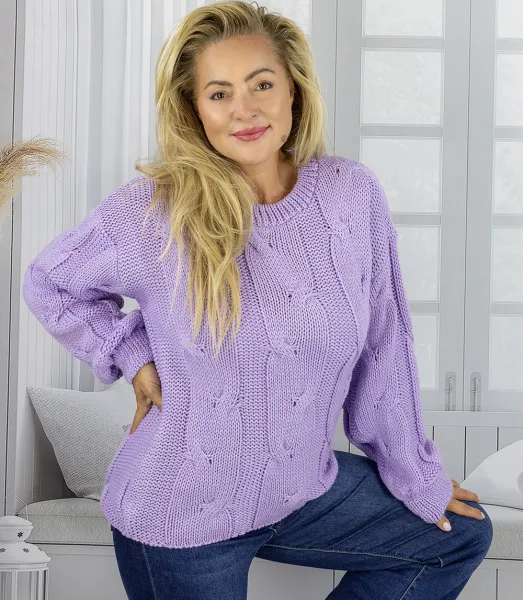 Pri Fluffy Women's Braided Sweater Buffed Sleeves AMELIA