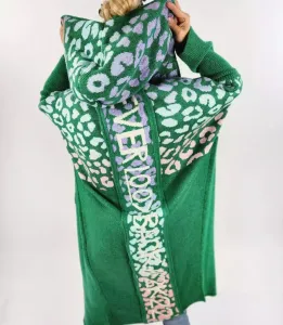 Pri Long cardigan colorful leopard sweater with wool