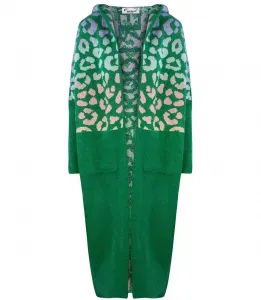 Pri Long cardigan colorful leopard sweater with wool