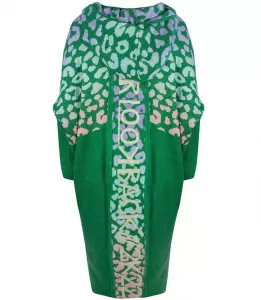 Pri Long cardigan colorful leopard sweater with wool
