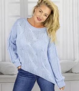 Pri Fluffy Women's Braided Sweater Buffed Sleeves AMELIA