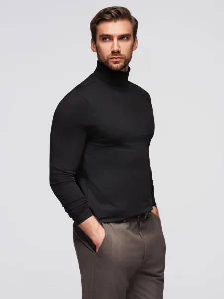 Pánske tričko s dlhým rukávom OMBRE Longsleeve OM-LSCL-0130 V-1 black