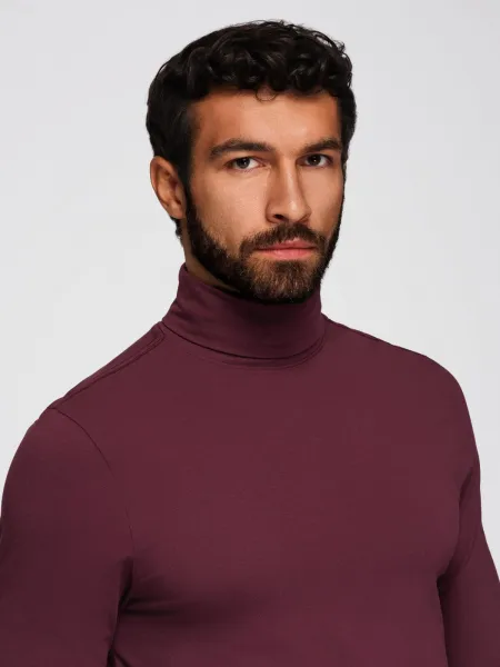 Pánske tričko s dlhým rukávom OMBRE Longsleeve OM-LSCL-0130 V-6 burgundy