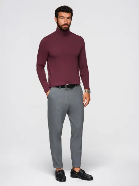 Pánske tričko s dlhým rukávom OMBRE Longsleeve OM-LSCL-0130 V-6 burgundy