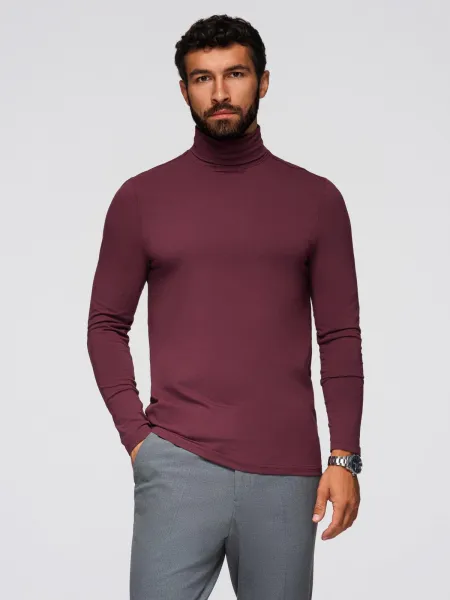 Pánske tričko s dlhým rukávom OMBRE Longsleeve OM-LSCL-0130 V-6 burgundy