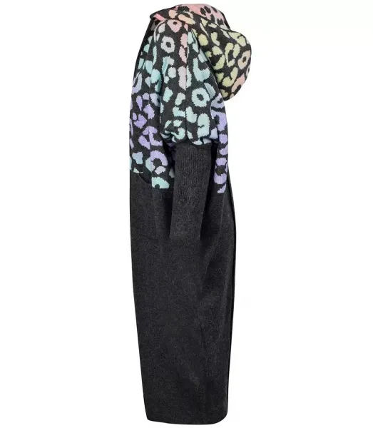 Pri Long cardigan colorful leopard sweater with wool