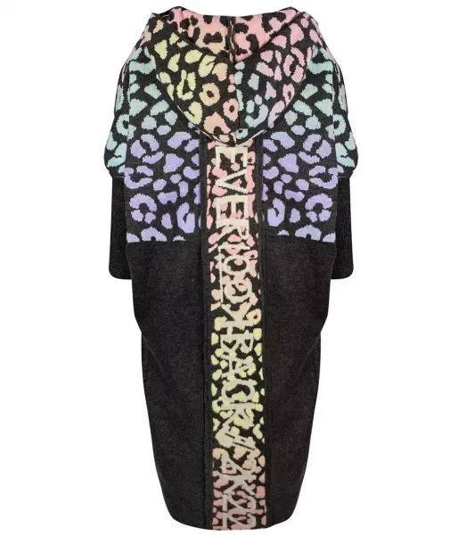 Pri Long cardigan colorful leopard sweater with wool