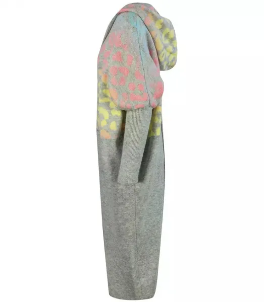 Pri Long cardigan colorful leopard sweater with wool