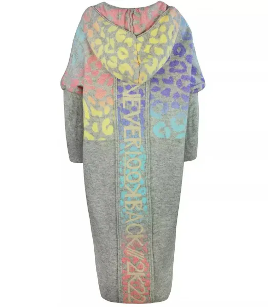 Pri Long cardigan colorful leopard sweater with wool