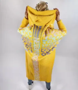 Pri Long cardigan colorful leopard sweater with wool