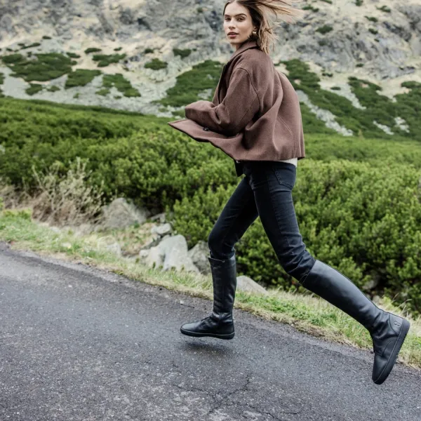 Barefoot vysoké šnurovacie čižmy ABBY Black