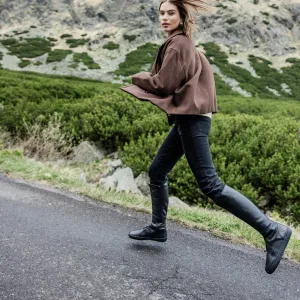 Barefoot vysoké šnurovacie čižmy ABBY Black
