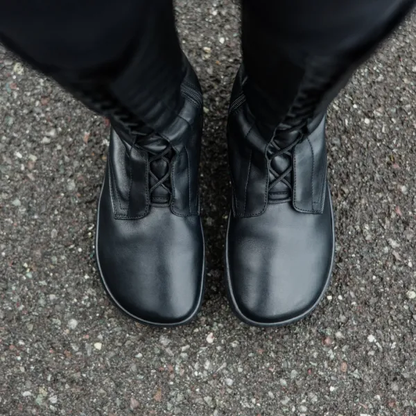Barefoot vysoké šnurovacie čižmy ABBY Black