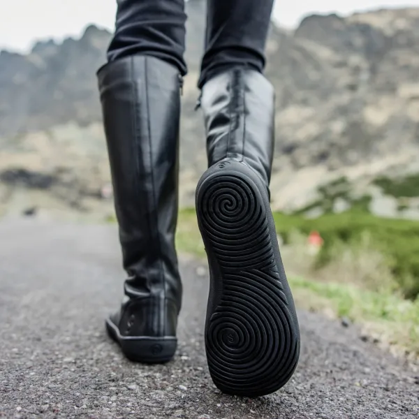 Barefoot vysoké šnurovacie čižmy ABBY Black