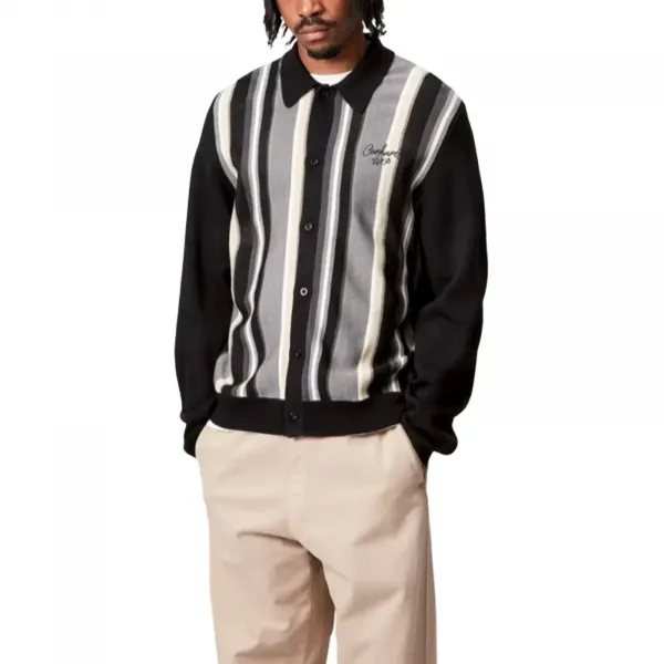 Carhartt WIP Bainter Striped Cardigan "Graphite" (I035397-3BAXX)