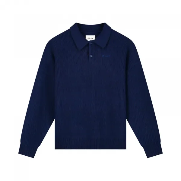 Olaf Knitted Oversized Polo "Navy" (M220709-NAVY)
