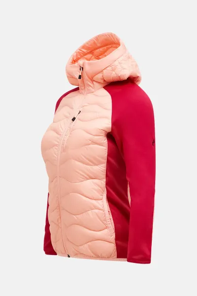 Bunda Peak Performance W Helium Down Hybrid Hood Peach Fuzz