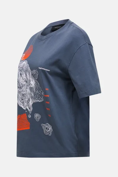 Tričko Peak Performance W Graphic Tee Mountain Mist